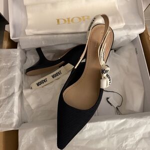 Dior black and cream slingbacks J’Adior